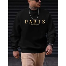 Başak Collection Erkek Uzun Kollu Bisiklet Yaka Paris Yazılı Iki Iplik Sweat