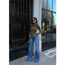 Madame Melek Yeni Sezon Tasarım Baggy Jean Kadın Yüksek Bel Bol Paça Rahat Kalıp Kot Pantolon