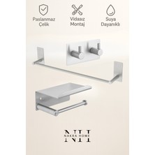 UltraMint 3'lü Paslanmaz Çelik Havlu ve Tuvalet Kağıtıği Seti, Neme Dayanıklı