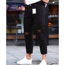 Başak Collection Erkek Siyah Dizi Yırtık Boyfriend Jean