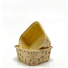 Braventa Collection Trend Hediye Sepeti 50'li Kare Kek Desenli Kraft Muffin Kek Kalıbı, Tatlı Kasesi, Airfryer Uyumlu