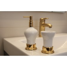 UltraMint Gold Pvd Sıvı Sabunluk ve Diş Fırçalık 2'li Set, Şık ve Kullanışlı Tasarım