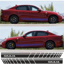 Mlh Store Alfa Romeo Giulia Için Özel Yeni Uyumlu Aksesuar Oto Yan Şerit Özel Yeni Sticker Siyah Uzunluk 175 cm