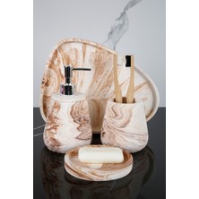 UltraMint 4 Parça Mermer Desenli Beton Banyo Seti, Şık ve Kullanışlı Tasarım