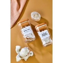 UltraMint Çiftli Ahşap Kapaklı Akrilik Diş Ipi ve Kulak Pamuğu Saklama Kabı