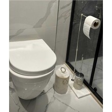 UltraMint Şık Beyaz Mermer Görünümlü Çok Fonksiyonlu Banyo Seti