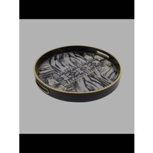 Zepce Design Gri Deri Desen Tepsi