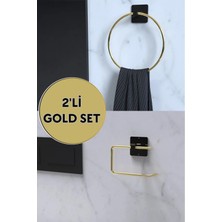 UltraMint Altın Renk Yuvarlak Havluluk ve Tuvalet Kağıdı Seti, Pratik ve Şık Tasarım