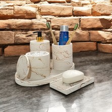 UltraMint Şık Mermer Desenli 5 Parça Beton Banyo Aksesuar Takımı
