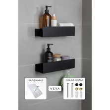 Morimora Yüksek Kaliteli Paslanmaz Banyo Düzenleyici Şampuanlık Duş Rafı - 2'li Set