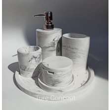 UltraMint Şık Mermer Görünümlü Banyo Seti, Modern ve Zarif Tasarım