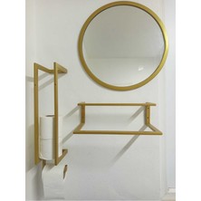 UltraMint Modern 3'lü Metal Banyo Aksesuar Seti, Havluluk, Wc Kağıtlık ve Ayna