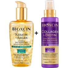 Bioxcin Keratin Argan Saç Bakım Yağı 150ML + Collagen Biotin Hacim Verici Sıvı Saç Kremi 150ML