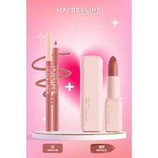 Maybelline New York Lifter Liner Dudak Kalemi 011 Upstate + Hyalüronik Asitli Besleyici Yağ Içeren Ruj 101 Upstate