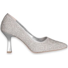 Solmaz Solly Gümüş Taşlı Stiletto Kadın Topuklu Ayakkabı