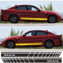 Mlh Store Alfa Romeo Giulia Için Özel Yeni Uyumlu Aksesuar Oto Yan Şerit Özel Yeni Sticker Sarı Uzunluk 175 cm