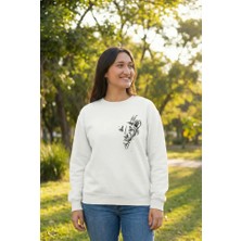 Başak Collection Sevgililer Günü Özel Bisiklet Yaka Baskılı Oversize Sweatshirt - Beyaz