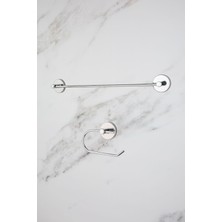 UltraMint Krom Uzun Havluluk ve Peçetelik Seti, Şık Banyo Aksesuarları