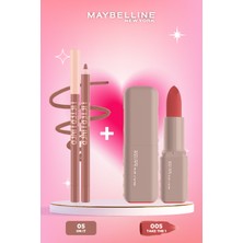 Maybelline New York Lifter Liner Dudak Kalemi 05 On It + Hyalüronik Asit ve Besleyici Yağ Içeren Ruj 005 Take The 1