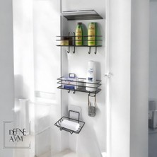 UltraMint 3'lü Paslanmaz Banyo Seti, Sabunluk ve Duşakabin Rafı