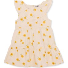 Hellobaby Hellobaby, Kız, Elbise, Çiçek Baskılı, Düğmeli, Sun Flower, Fırfırlı Yaka, Kısa Paça, Atlet
