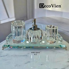 UltraMint Şeffaf 4 Parça Kristal Banyo Seti, Şık ve Zarif Tasarım