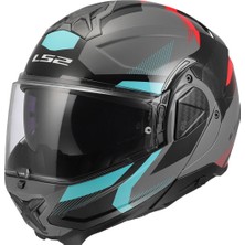 Ls2 Advant 2 Trıple Gri-Kırmızı-Siyah-Turkuaz Çene Açılır Motosiklet Kaskı