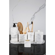 UltraMint 7 Parça Mermer Desenli Banyo Seti, Şık ve Fonksiyonel Tasarım