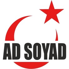 Mlh Store Türk Bayrağı Ad Soyad Yazılı Oto Özel Yeni Sticker Kırmızı 30*15 cm