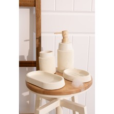 UltraMint Şık ve Kullanışlı 4 Parça Banyo Seti, Bej Renk, Modern Tasarım