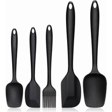Braventa Collection 5 Parça Silikon Spatula ve Fırça Seti, Siyah