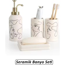 UltraMint Şık 4 Parça Seramik Banyo Seti, Modern Tasarım ve Kalite