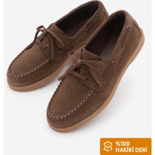 Marjin Kadın Hakiki Deri Bağcıklı Ip Detaylı Loafer Günlük Ayakkabı Mistor Kahve Süet