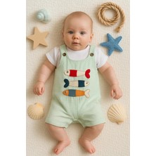 Hazego Balık Nakışlı Kısa Kollu Erkek Bebek Tulumu