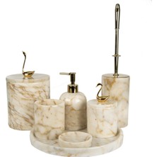 UltraMint Renkli Mermer Desenli Banyo Seti, 7 Parça, Şık ve Modern Tasarım