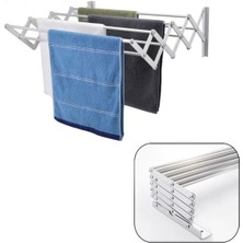 UltraMint Akordiyon Çamaşır Askısı, 85CM, 9 Çubuk, Alüminyum, Duvara Monte