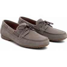 Ne&Ve Shoes Vizon Süet Hakiki Deri Bağcıklı Makosen Kadın Loafer