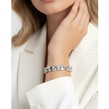 Eva Takı Store Geometrik Damla Çiçek Model Silver Renk Bileklik