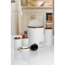 UltraMint 5 Parça Banyo Takımı, Çizgili Yuvarlak Tasarım, Temizlik ve Düzen Için