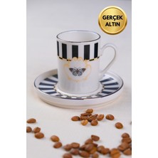 Tabak Evi Porselen Butterfly Collection Altın Yaldızlı Kahve Fincanı 85CC Siyah Tekli