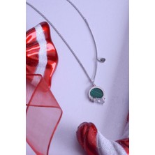 Innuendo Jewelry 925 Ayar Gümüş Damla Taş Detaylı Oval Kolye