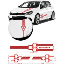 Mlh Store Petek Tasarımlı Marşpiyel ve Kaput Özel Yeni Sticker 3 Parça Kırmızı