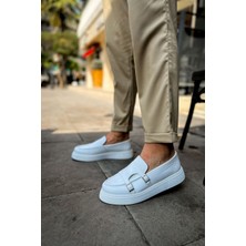 Zapatos CH417 Mancini Erkek Günlük Bağcıksız Cilt Klasik Ayakkabı Cbt - Beyaz