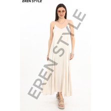Italyan Selena Saten Askılı Elbise