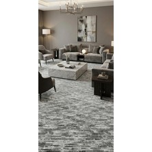 Nesrin Jel Kaymaz Taban Kesme Halı Yolluk Koyu Gri Siyah Makinede Yıkanabilir