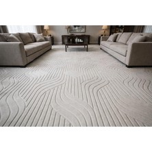 Nesrin Jel Kaymaz Taban Kesme Halı Yolluk Gri Kendinden Desenlii Makinede Yıkanabilir