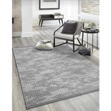 Nesrin Jel Kaymaz Taban Kesme Halı Yolluk Gri Zikzaklı Makinede Yıkanabilir