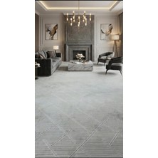 Nesrin Jel Kaymaz Taban Kesme Halı Yolluk Gri Kendinden Desenli Makinede Yıkanabilir