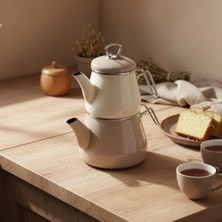 Bambum Lumino Emaye Çaydanlık Bej