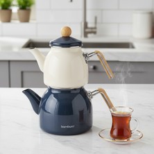 Bambum Nostalji Ahşap Kulplu Çaydanlık Gri